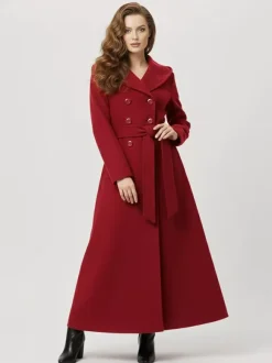Wool Blend Maxi Hooded Coat With Double-Breasted Design For Women 2026