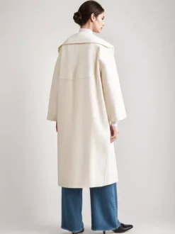 Wool Cashmere Blend Coat White Wide Lapel Double-Faced Belted Winter Outerwear For Women 2026