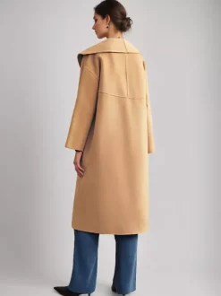 Wool Cashmere Blend Coat White Wide Lapel Double-Faced Belted Winter Outerwear For Women 2026