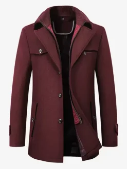 Woolen Coat for Men Long Sleeve Warm Coat Winter Wear