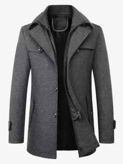 Woolen Coat for Men Long Sleeve Warm Coat Winter Wear