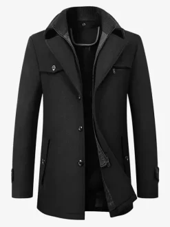 Woolen Coat for Men Long Sleeve Warm Coat Winter Wear
