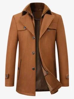 Woolen Coat for Men Long Sleeve Warm Coat Winter Wear