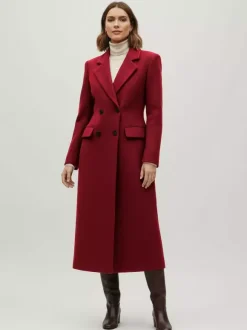 Woolen Double-Breasted Long Coat With Notch Lapel And Flap Pockets For Women 2026