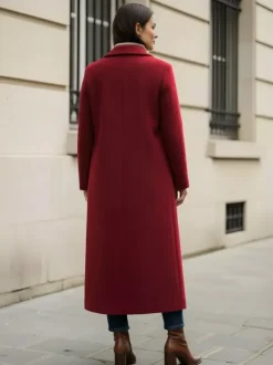 Woolen Long Straight Coat With Single-Breasted And Classic Notch Lapel For Women 2026