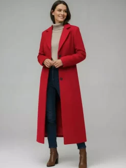 Woolen Long Straight Coat With Single-Breasted And Classic Notch Lapel For Women 2026