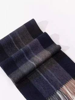100% Wool Scarf For Men Classic Plaid With Tassels