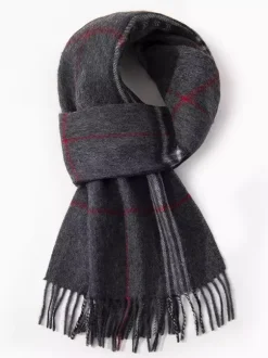 100% Wool Scarf For Men Classic Plaid With Tassels