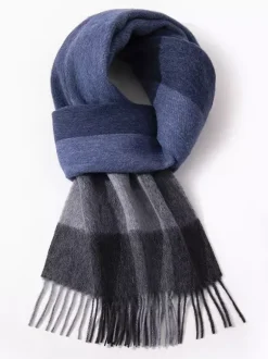 100% Wool Scarf For Men Classic Plaid With Tassels
