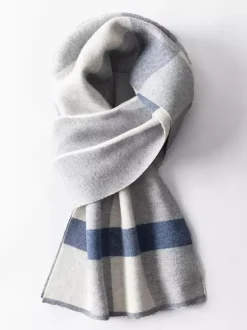 100% Wool Scarf For Men Plaid Scarf Neck Warmer