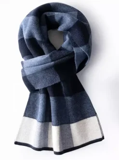 100% Wool Scarf For Men Plaid Scarf Neck Warmer