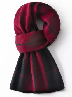 100% Wool Scarf For Men Plaid Scarf Neck Warmer