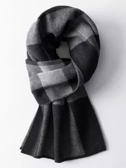 100% Wool Scarf For Men Plaid Scarf Neck Warmer