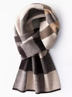 100% Wool Scarf For Men Plaid Scarf Neck Warmer