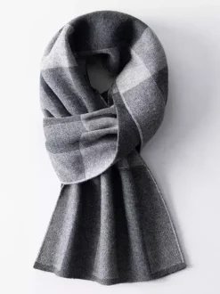 100% Wool Scarf For Men Plaid Scarf Neck Warmer