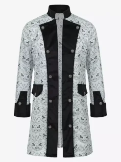 Yellow Vintage Retro Long Sleeves Polyester Polyester Fiber Overcoat Retro Costumes For Man