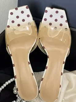Yellow High Heel Slides Transparent Open Toe Backless Sandals
