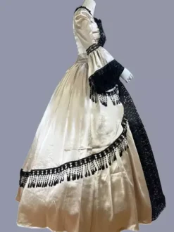 Yellow Retro Tudor Dress Costumes Lace Polyester Floral Print Dress Women's Marie Antoinette Costume Retro Tunic Vintage Clothing