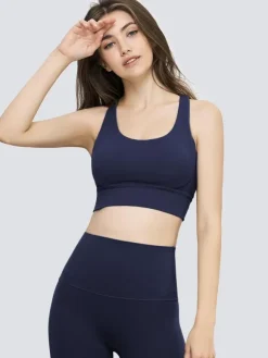 Yoga Bra Jewel Neck Nylon Sleeveless Tennis Top For Women