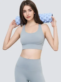 Yoga Bra Jewel Neck Nylon Sleeveless Tennis Top For Women