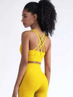 Yoga Bra Jewel Neck Nylon Sleeveless Tennis Top For Women