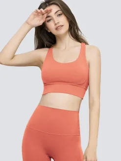 Yoga Bra Jewel Neck Nylon Sleeveless Tennis Top For Women