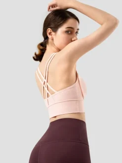 Yoga Bra Jewel Neck Nylon Sleeveless Tennis Top For Women