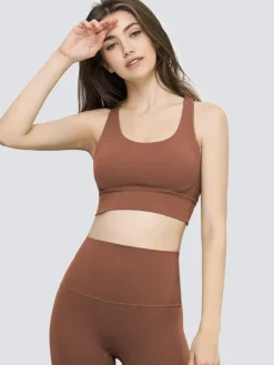 Yoga Bra Jewel Neck Nylon Sleeveless Tennis Top For Women
