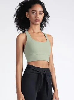 Yoga Bra Jewel Neck Nylon Sleeveless Tennis Top For Women