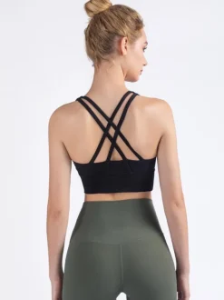 Yoga Bra Jewel Neck Nylon Sleeveless Tennis Top For Women