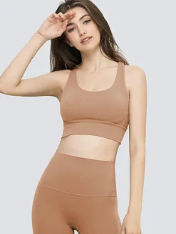 Yoga Bra Jewel Neck Nylon Sleeveless Tennis Top For Women