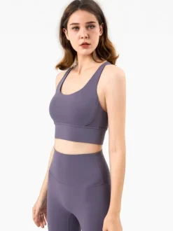 Yoga Bra Jewel Neck Nylon Sleeveless Tennis Top For Women