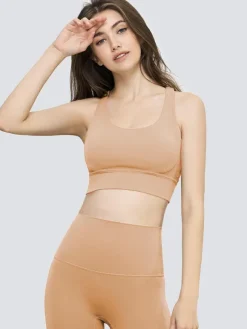 Yoga Bra Jewel Neck Nylon Sleeveless Tennis Top For Women