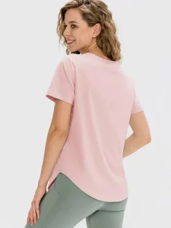 Yoga Top Jewel Neck Short Sleeves Quick Dry Running T-shirt