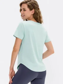 Yoga Top Jewel Neck Short Sleeves Quick Dry Running T-shirt
