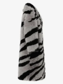 Zebra Print Faux Fur Coat Turndown Collar Oversized Eco-friendly Long Jacket For Women 2026