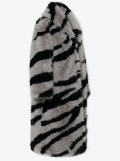Zebra Print Faux Fur Coat Turndown Collar Oversized Eco-friendly Long Jacket For Women 2026