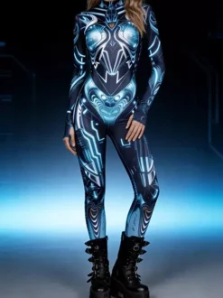 Zentai Neon Bodysuit Halloween Cosplay Costume 3D Digital Printing Uv Glow Bodysuit Halloween Holiday Catsuits & Zentai