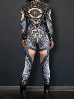 Zentai Neon Bodysuit Halloween Cosplay Costume 3D Digital Printing Uv Glow Bodysuit Halloween Holiday Catsuits & Zentai