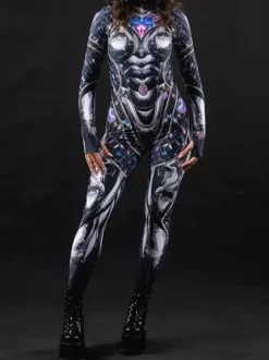 Zentai Neon Bodysuit Halloween Cosplay Costume 3D Digital Printing Uv Glow Bodysuit Halloween Holiday Catsuits & Zentai
