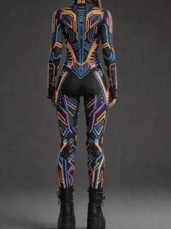 Zentai Neon Bodysuit Halloween Cosplay Costume 3D Digital Printing Uv Glow Bodysuit Halloween Holiday Catsuits & Zentai